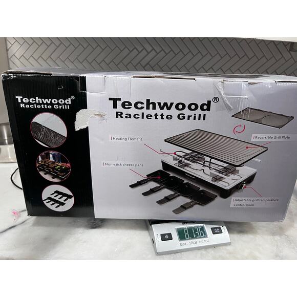 Techwood Raclette Grill TWRG-300 1500W 8-Person Reversible Plate New Open Box - Picture 1 of 6
